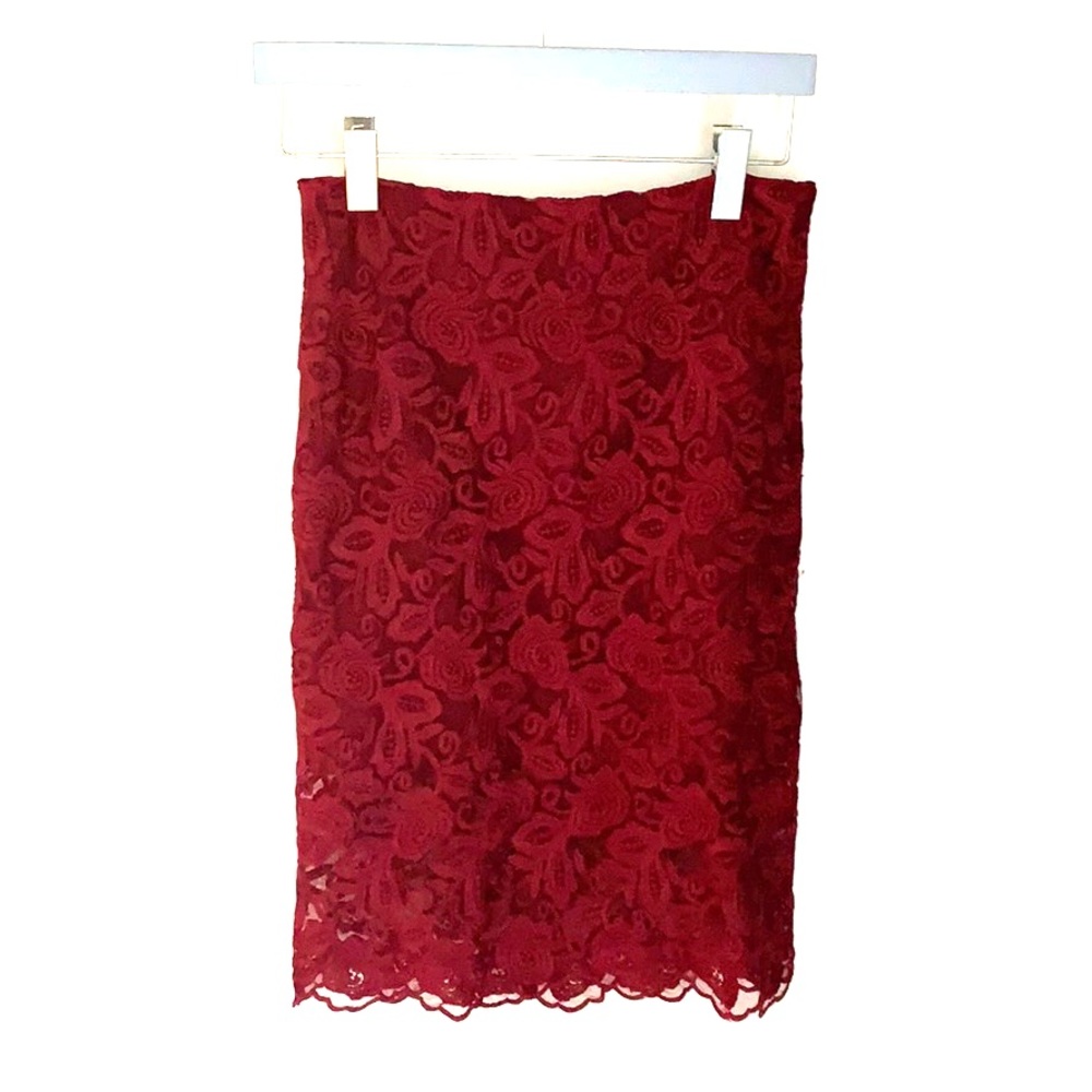 Dark red lace skirt